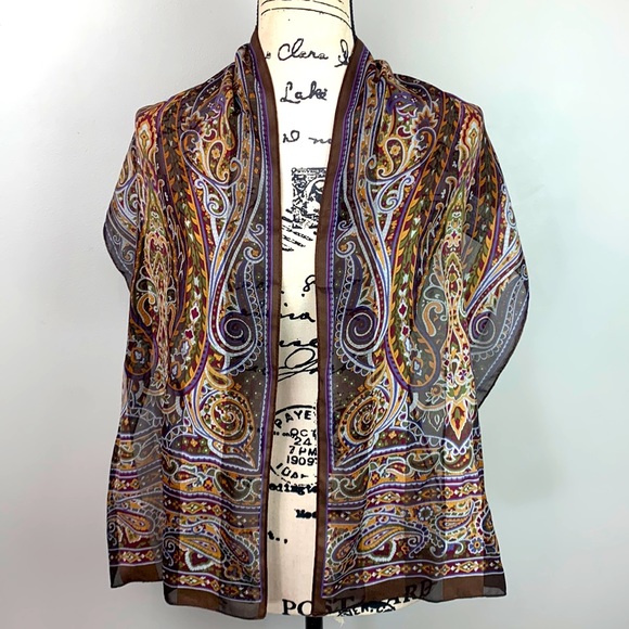 Paisley Print Rolled Edge Scarf - Picture 5 of 7